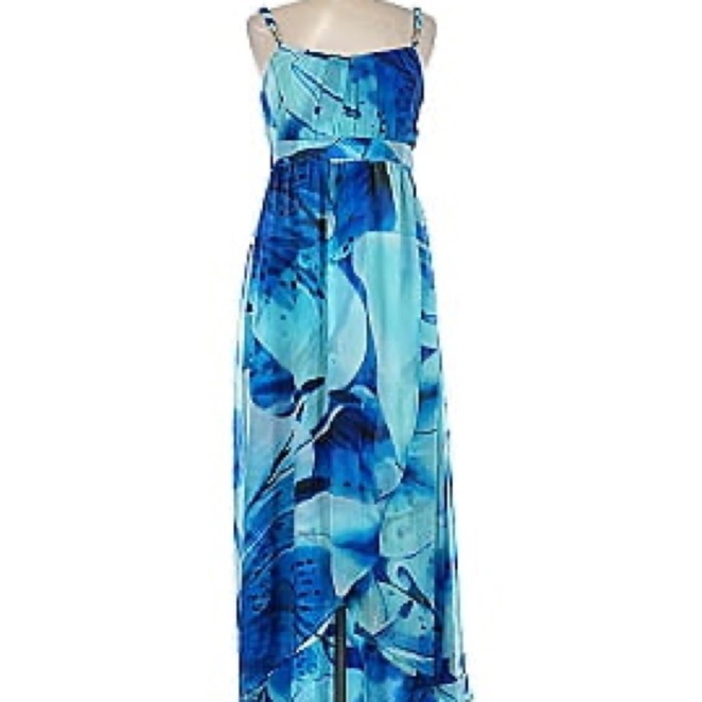 White House Black Market Blue Patterned Dress